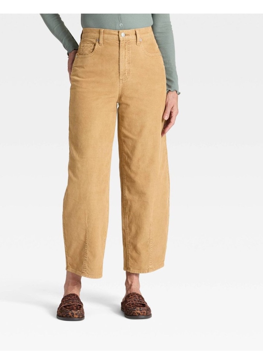 Universal Thread High Rise Easy Barrel Tan wide leg corduroy pants